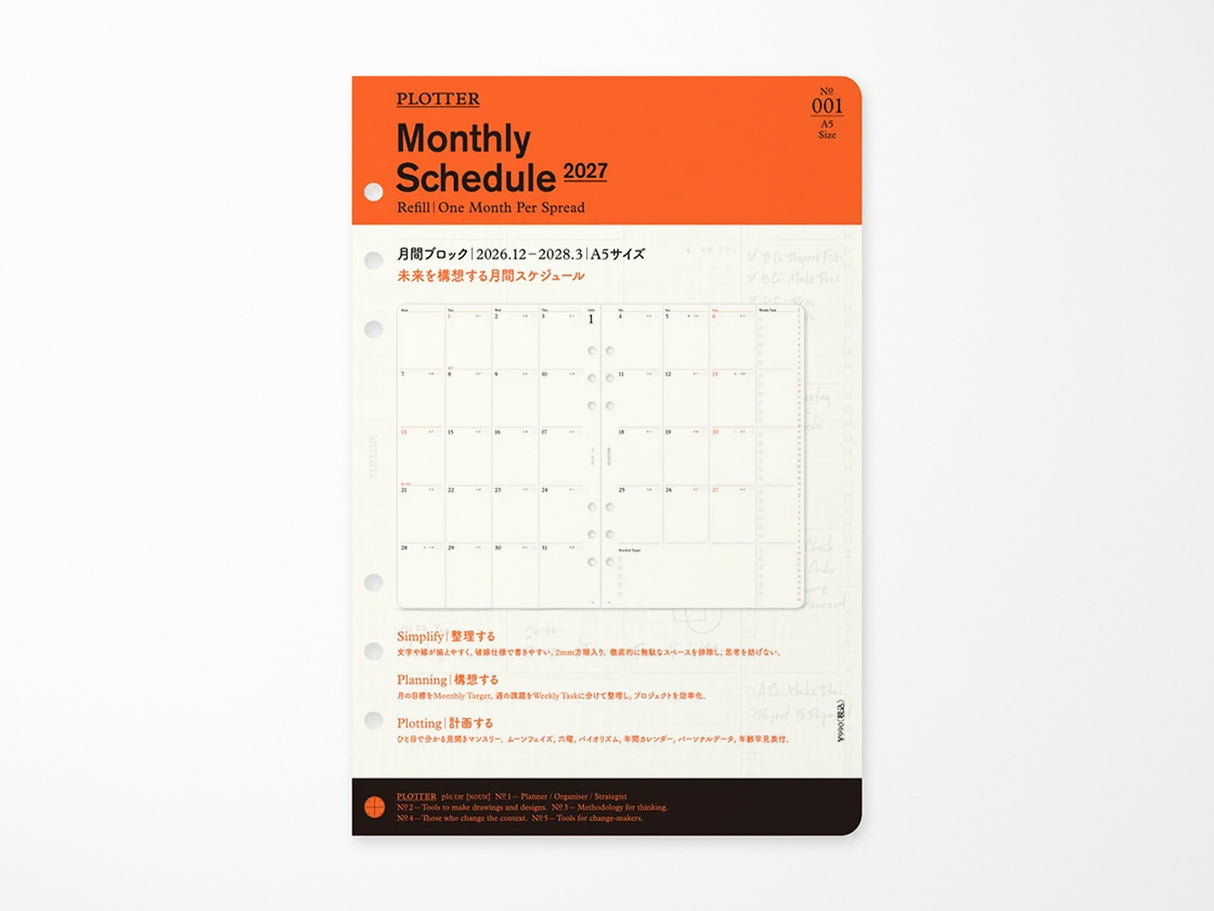 PLOTTER Refill Monthly Schedule Refill 2027 - A5 Size