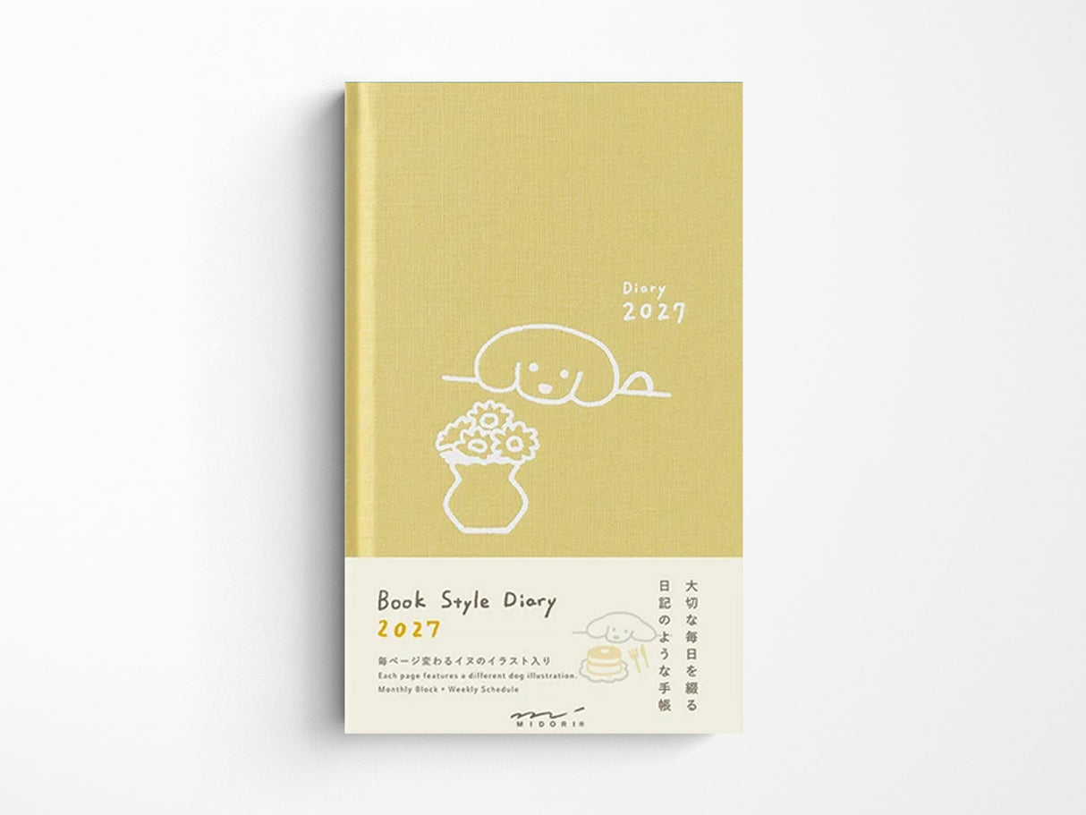 Midori Book Style Diary 2027 - Yellow Dog