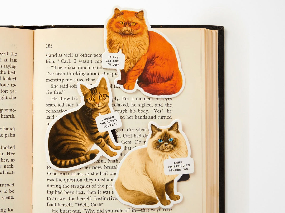 Moody Cats Magnetic Bookmark Set