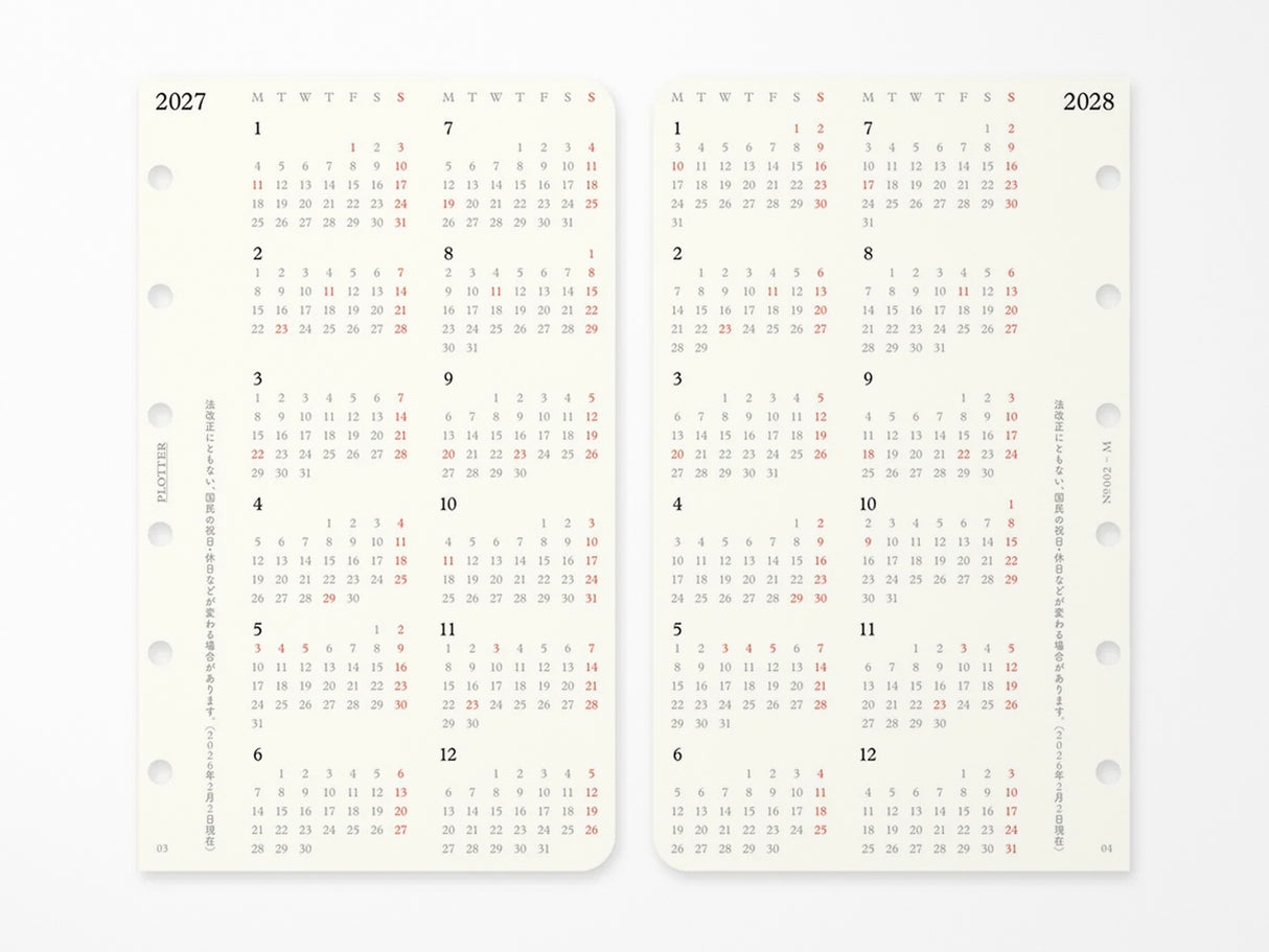 PLOTTER Refill Weekly Schedule Refill 2027 - Mini Size