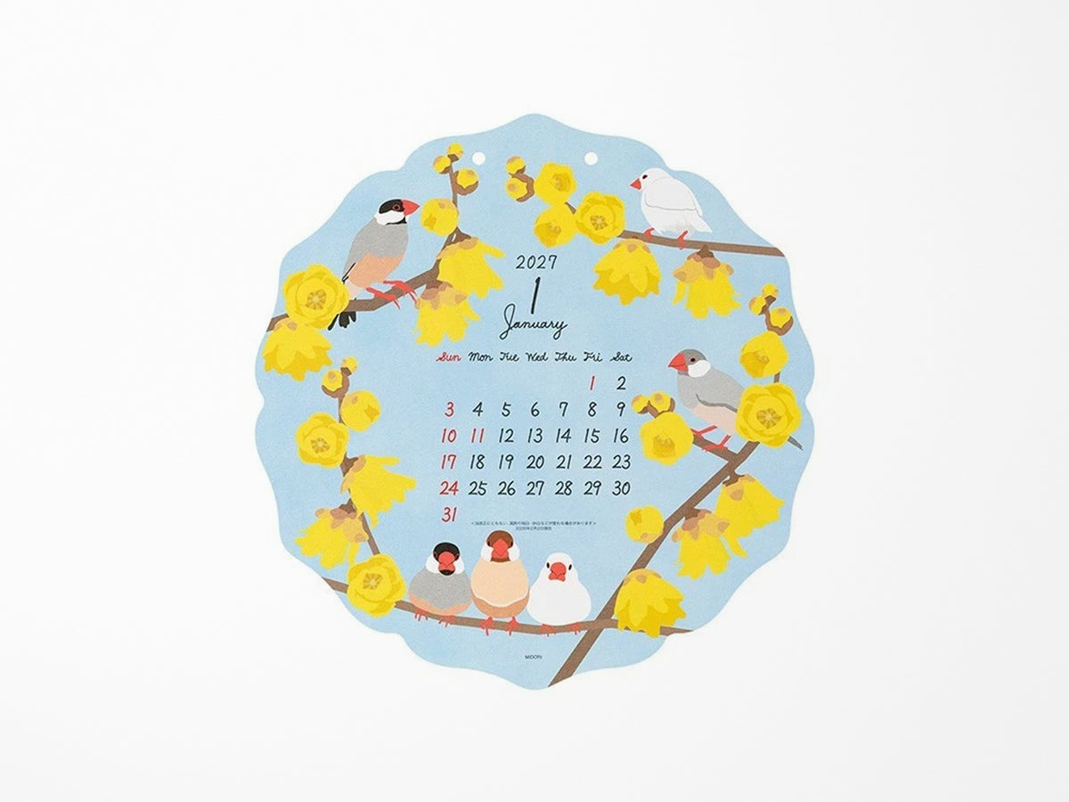 Midori Wall Calendar 2027 - Die Cut Bird