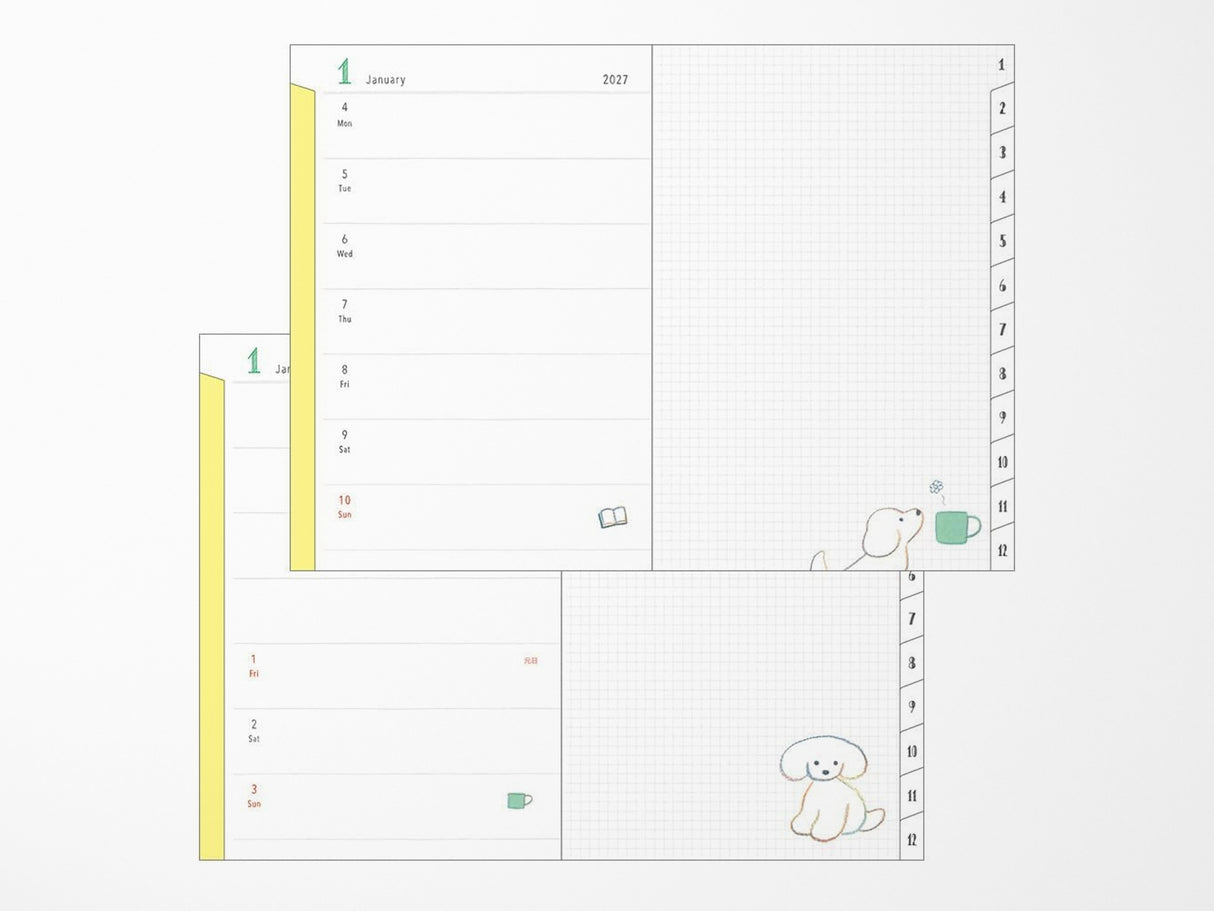 Midori Pocket Diary A6 Dog 2027