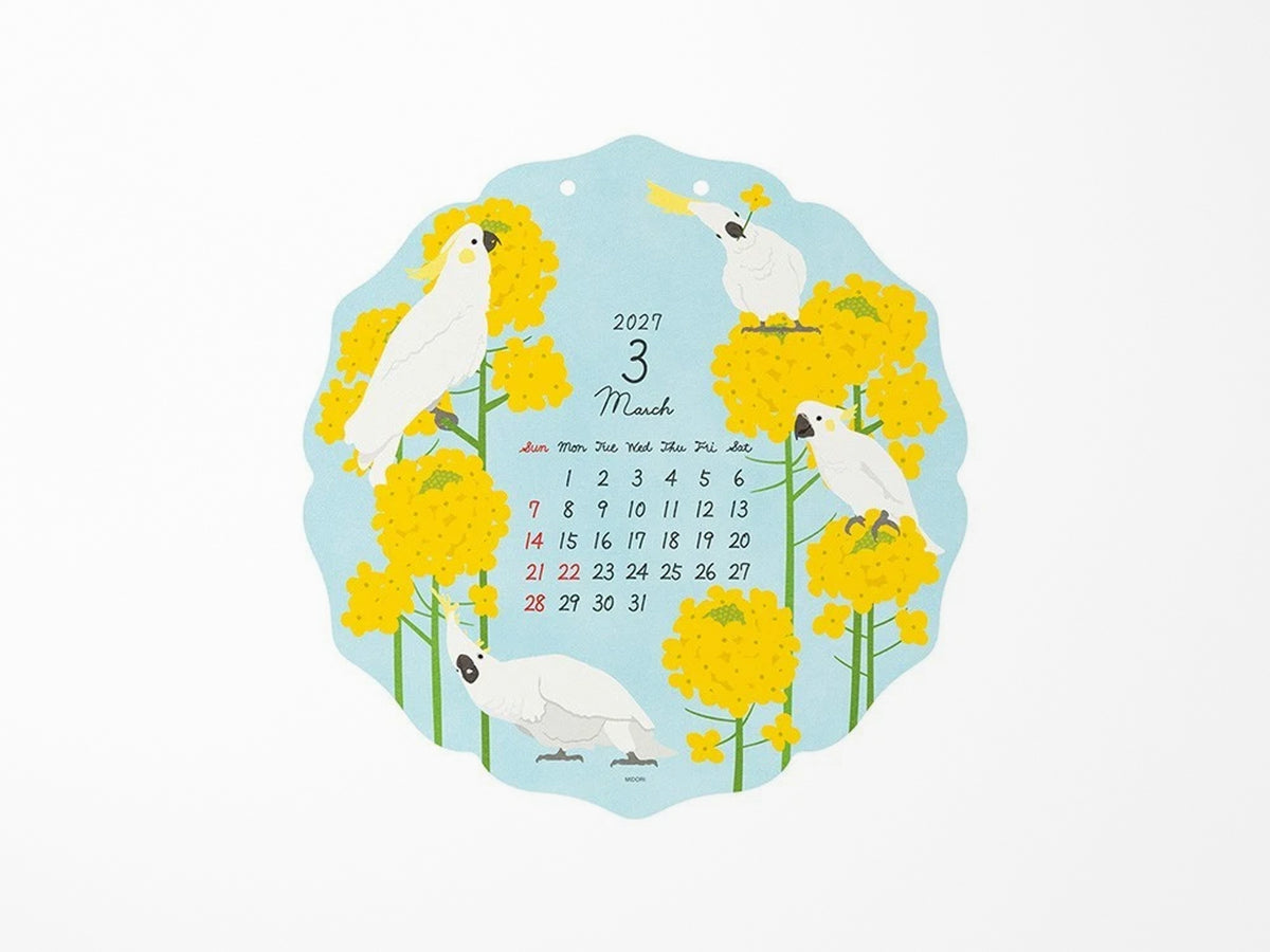 Midori Wall Calendar 2027 - Die Cut Bird