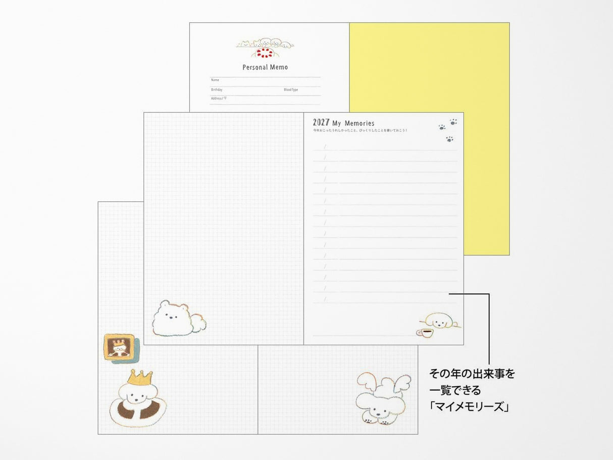 Midori Pocket Diary B6 Dog 2027