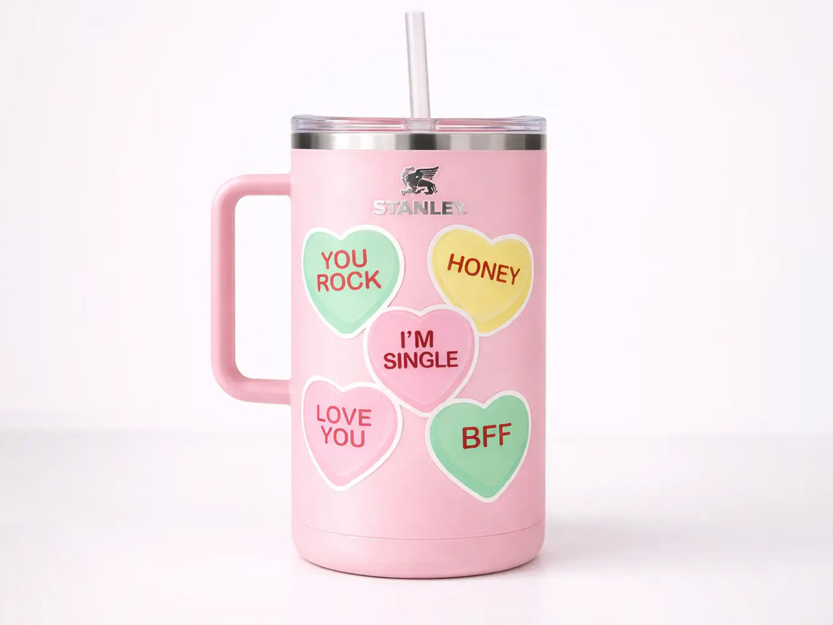 Be Mine Candy Heart Shaped Vinyl Sticker