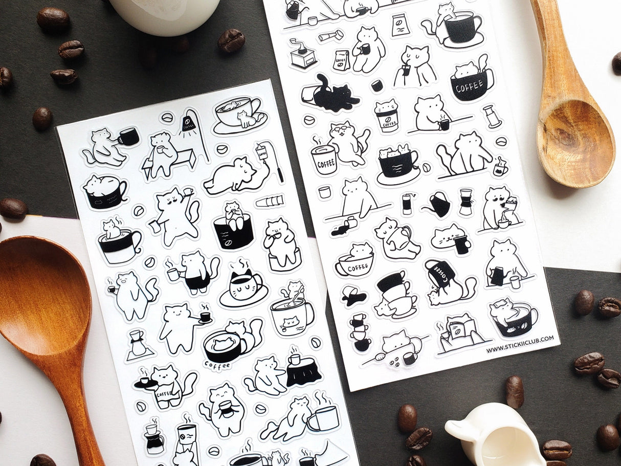 Caffeine Cats 2 Sticker Sheet