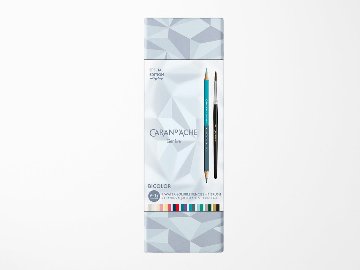 Caran D'Ache 9 Pencil Set + 1 Brush ALPINE FROST – Special Edition