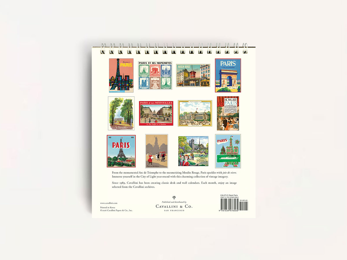 Cavallini 2027 DESK Calendar - Paris