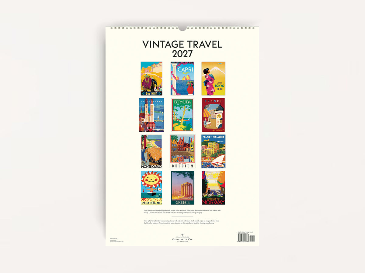 Cavallini 2027 WALL Calendar - Vintage Travel