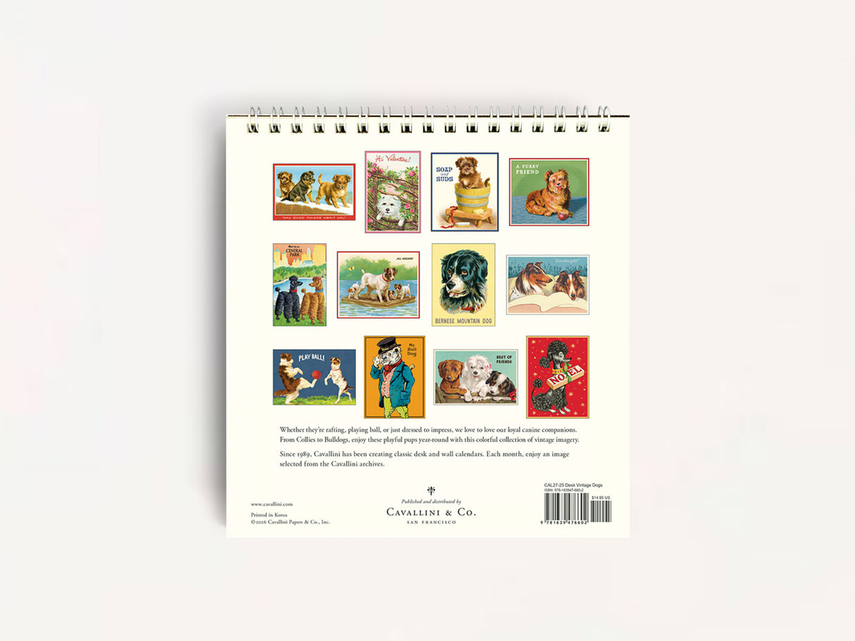 Cavallini 2027 DESK Calendar - Vintage Dogs