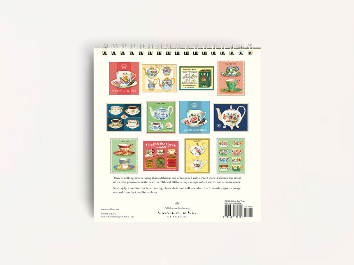 Cavallini 2027 DESK Calendar - Tea Time