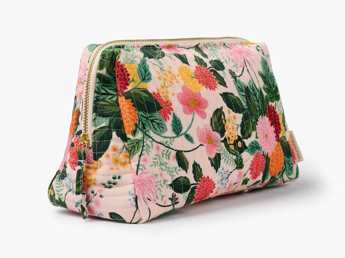Dahlia Quilted Large Cosmetic Pouch