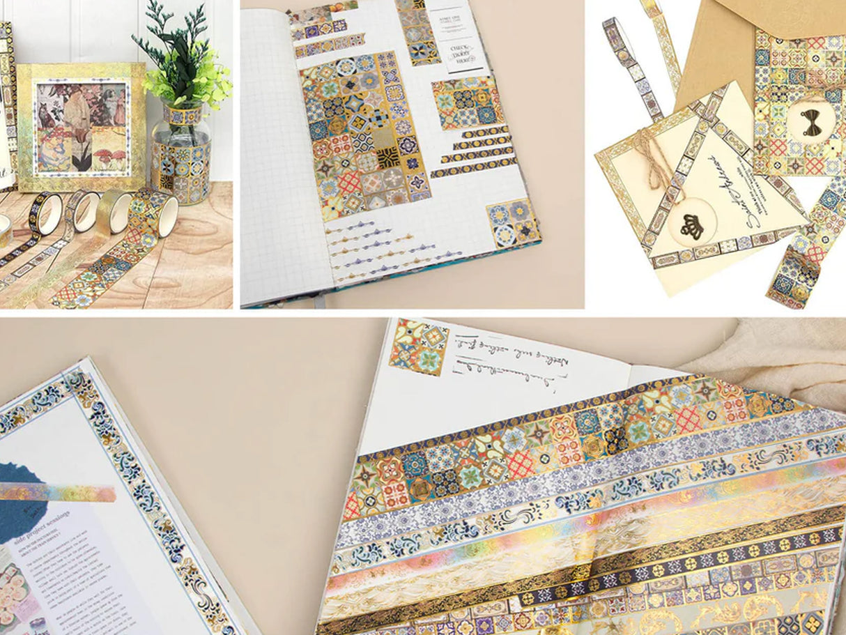 Gold Vintage Washi Tape Set of 16 Rolls