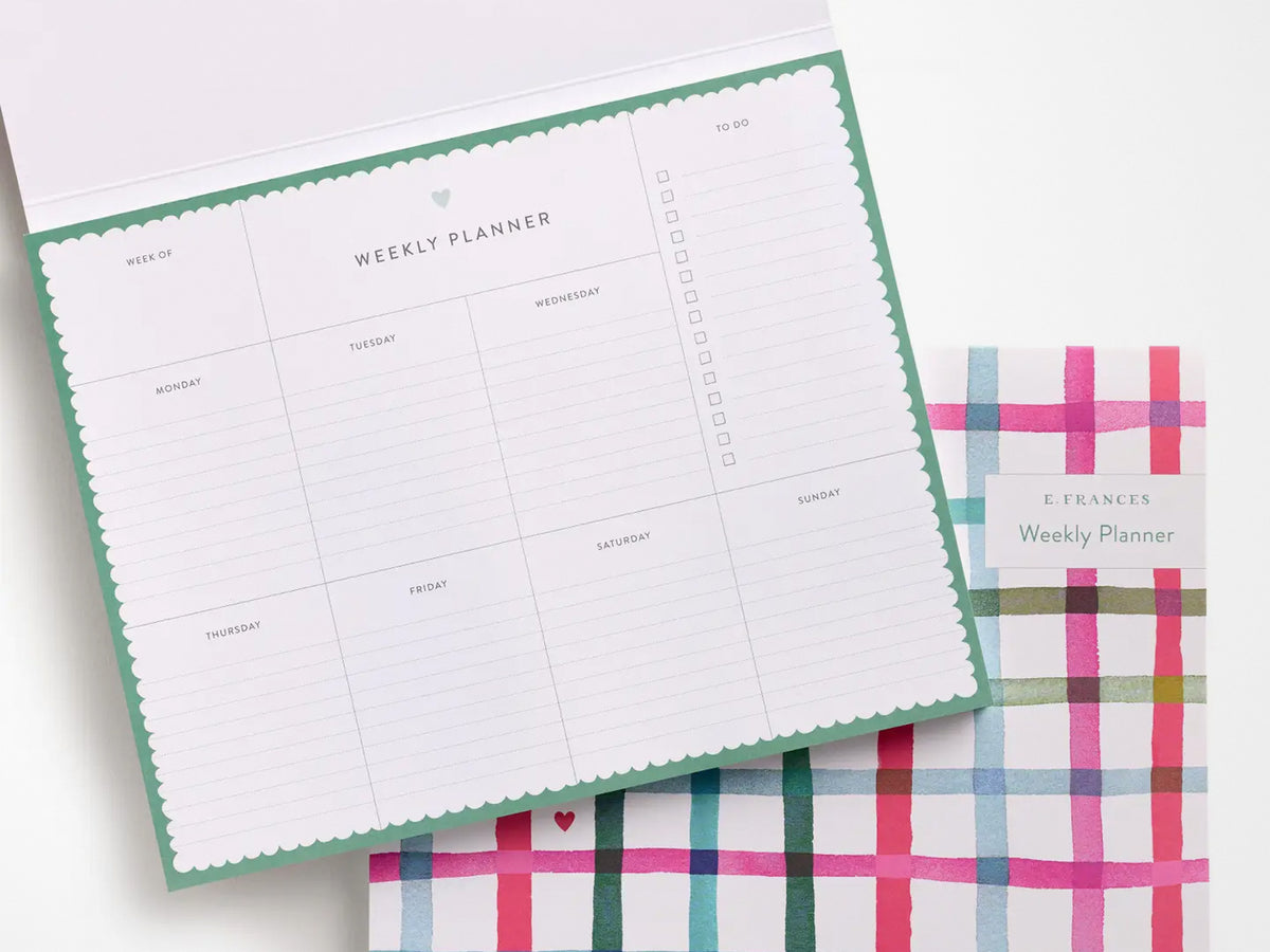 Happy Plaid Covered Weekly Planner
