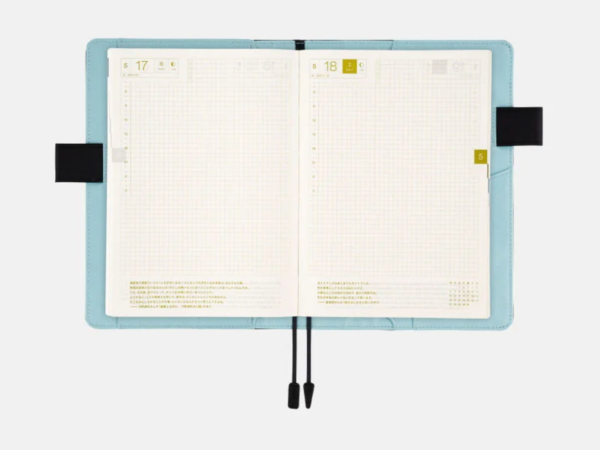 Hobonichi Techo A5 Cousin Cover - Colors: Black x Clear Blue