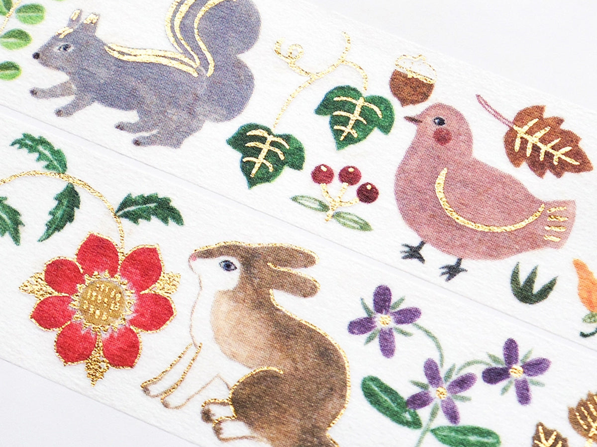 Kusamura Bunny Gold Foil Washi Tape