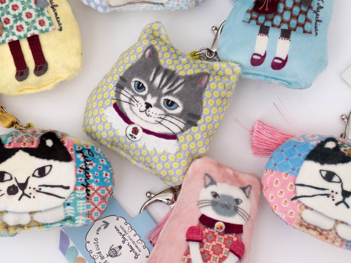 Kusuguru Japan Puffy Cat Keychain
