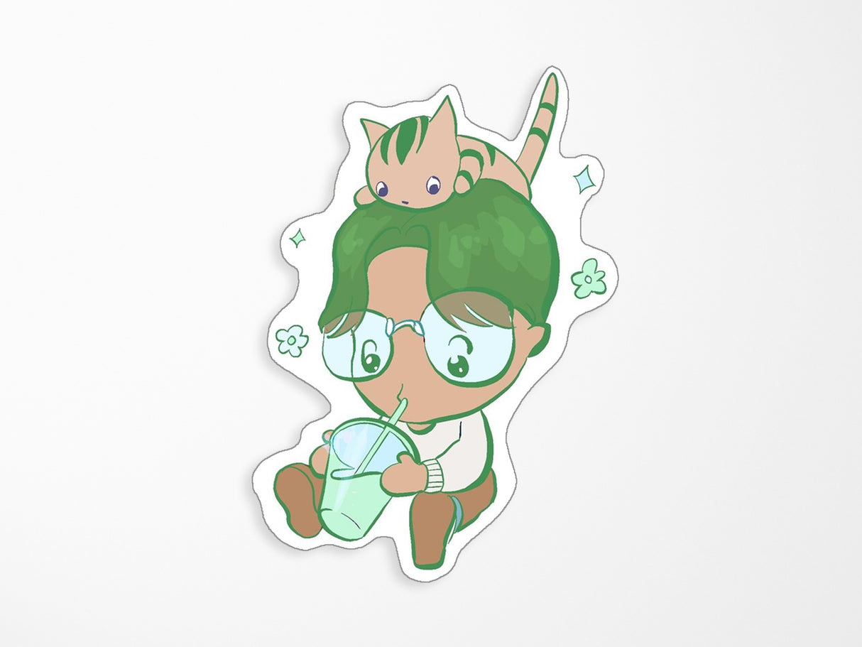 Matcha Cutie Holographic Vinyl Sticker