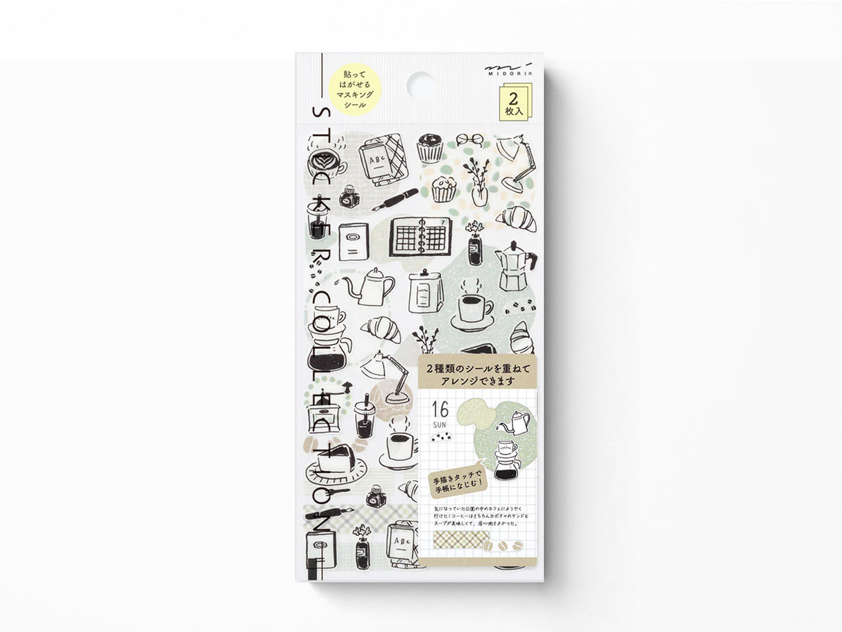 Midori Sticker Sheet Set of 2 Monotone Cafe