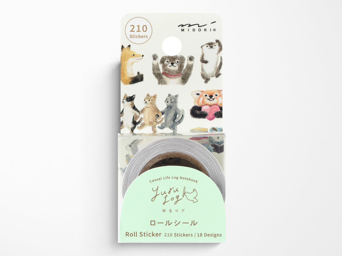 Midori Yuru Log Roll Sticker Animal Emotion