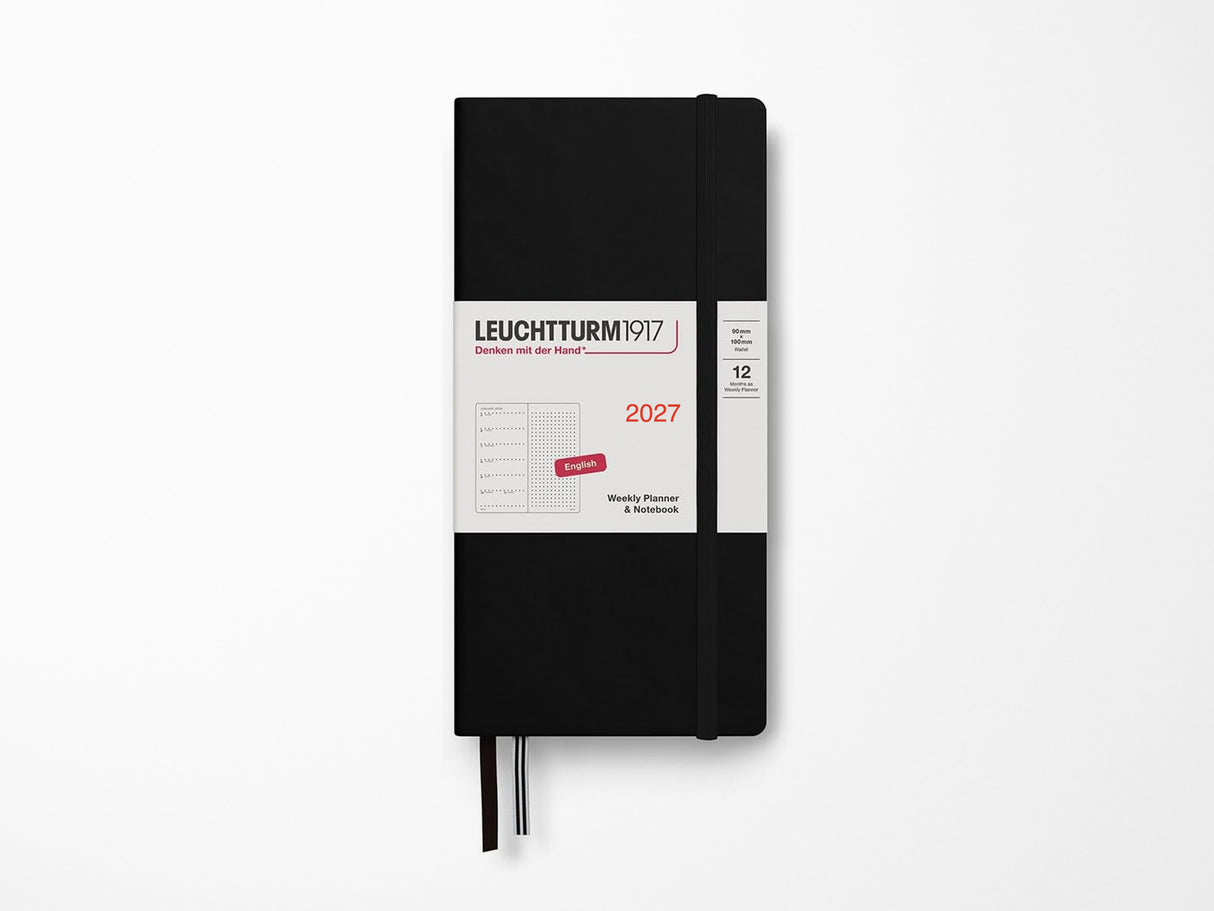 2027 Leuchtturm 1917 Weekly Planner Dotted Wallet - BLACK