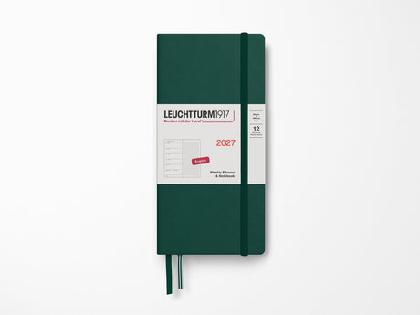 2027 Leuchtturm 1917 Weekly Planner Dotted Wallet - FOREST GREEN