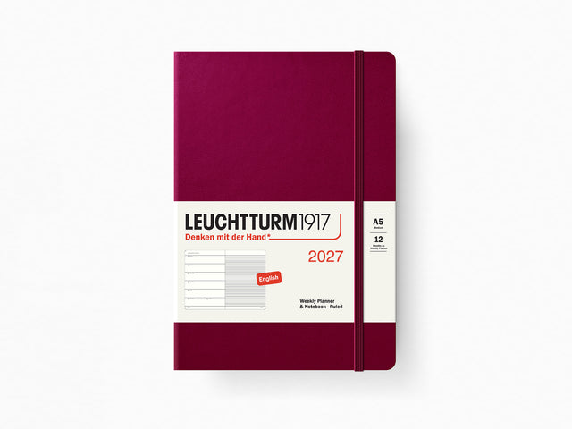 2027 Leuchtturm 1917 Weekly Planner & Notebook - PORT RED Softcover