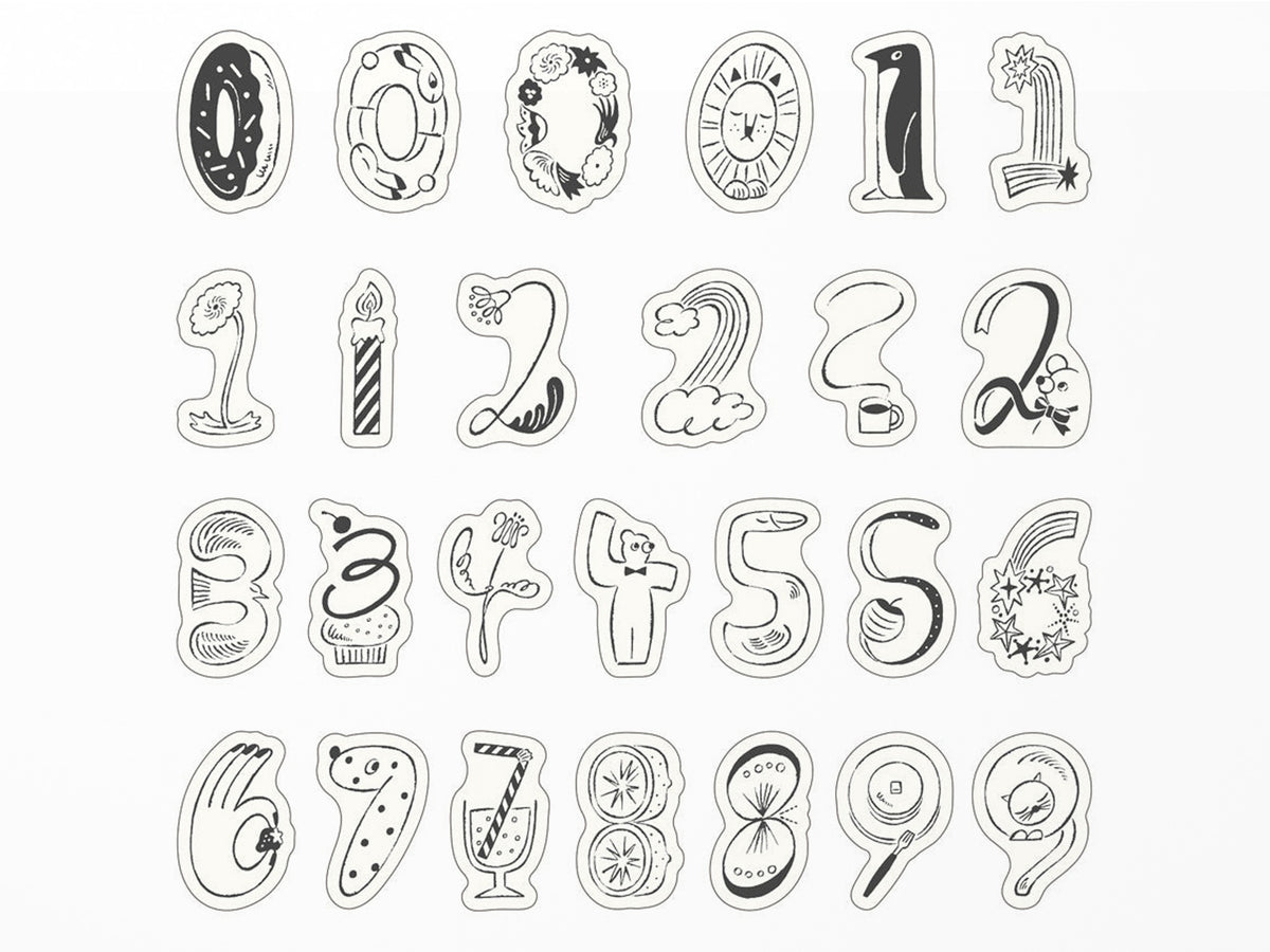 Midori Yuru Log Roll Sticker Numbers