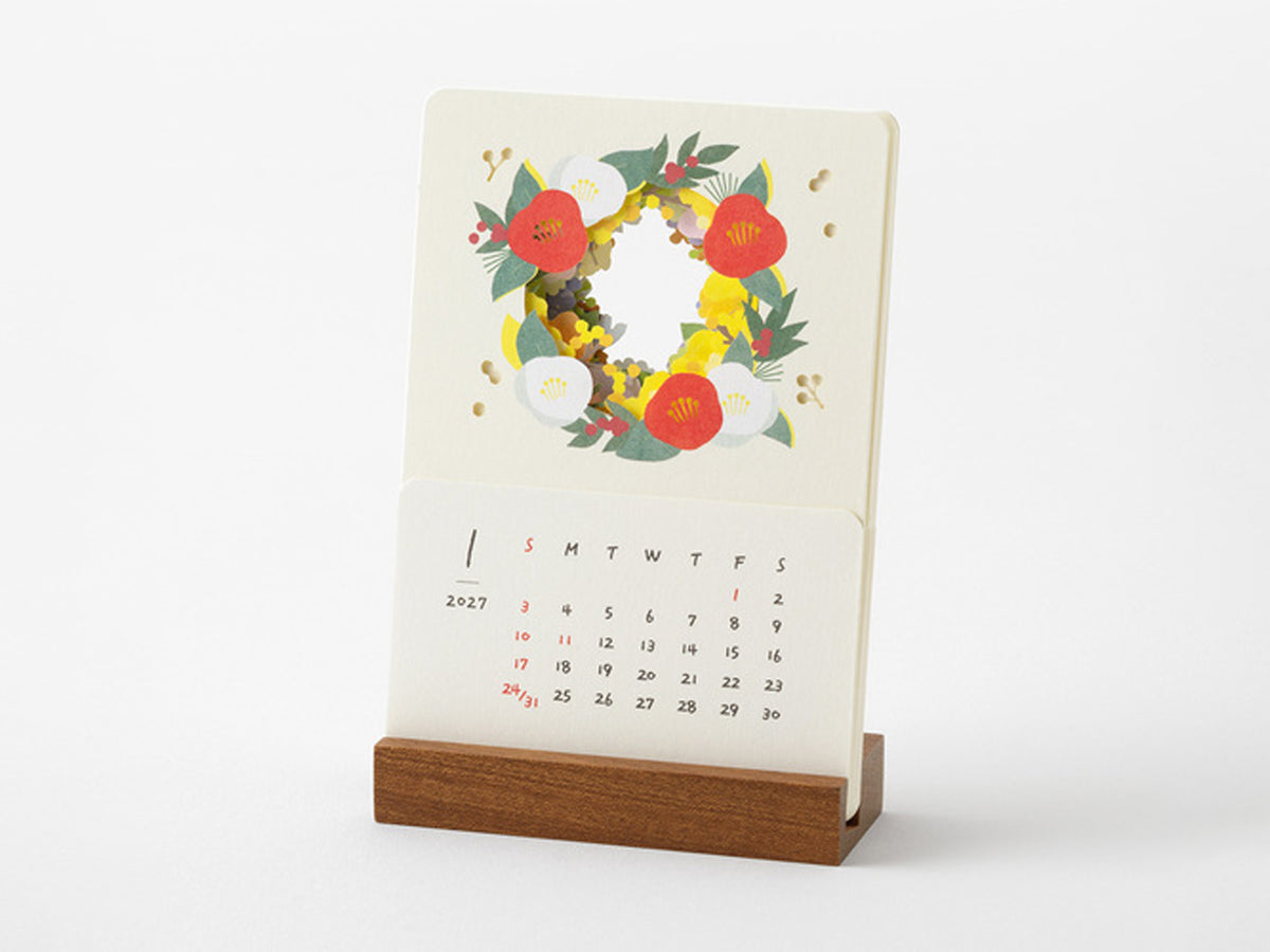 Midori Stand Calendar 2027 - Laser Cut Flowers