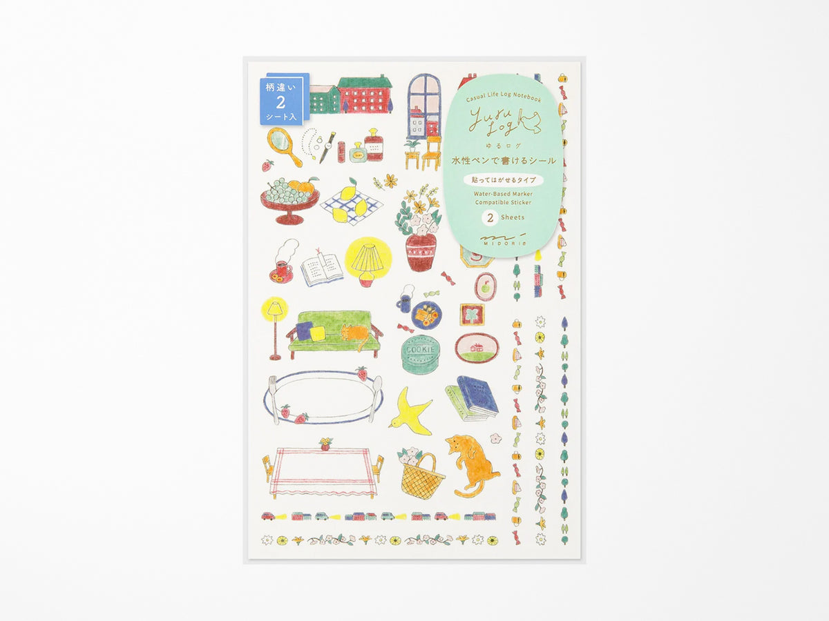 Midori Yuru Log Sticker 2 Sheets - Daily Life
