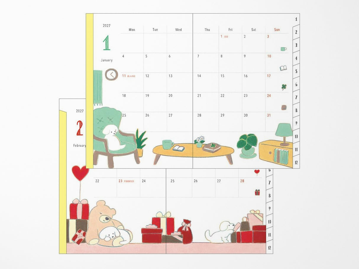 Midori Pocket Diary A6 Dog 2027