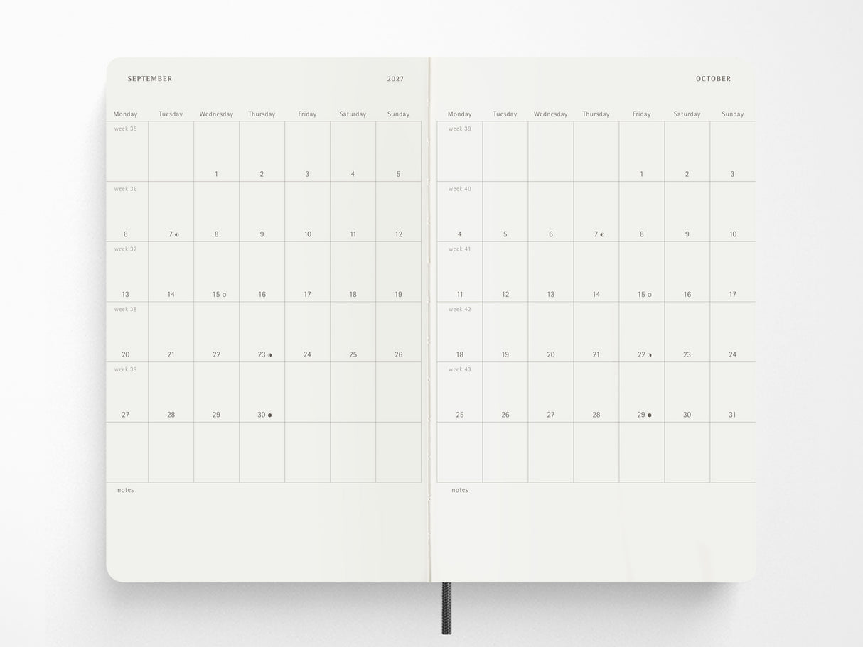 Moleskine 2027 Weekly Planner - Black Soft Cover