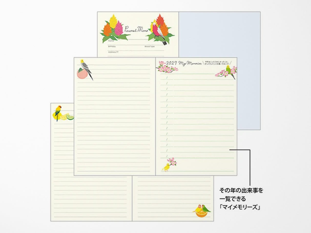 Midori Pocket Diary A6 Bird 2027