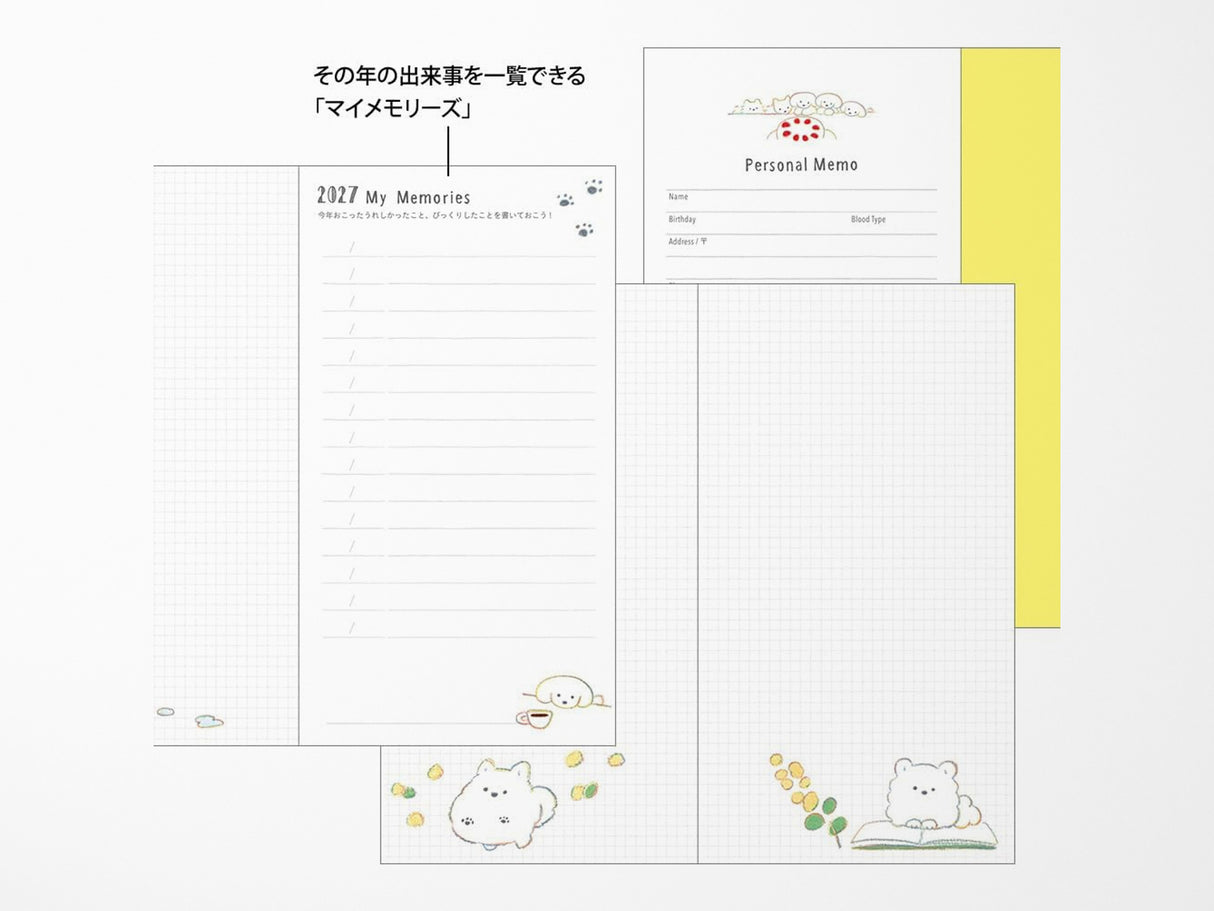 Midori Pocket Diary Slim Dog 2027