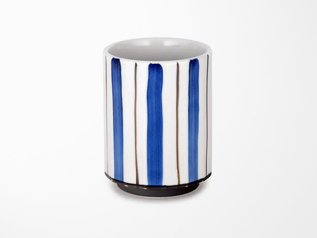 Blue & White Stripe Yunomi Style Tea Cup
