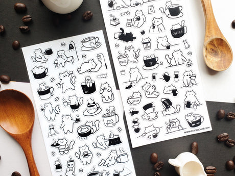 Caffeine Cats 2 Sticker Sheet