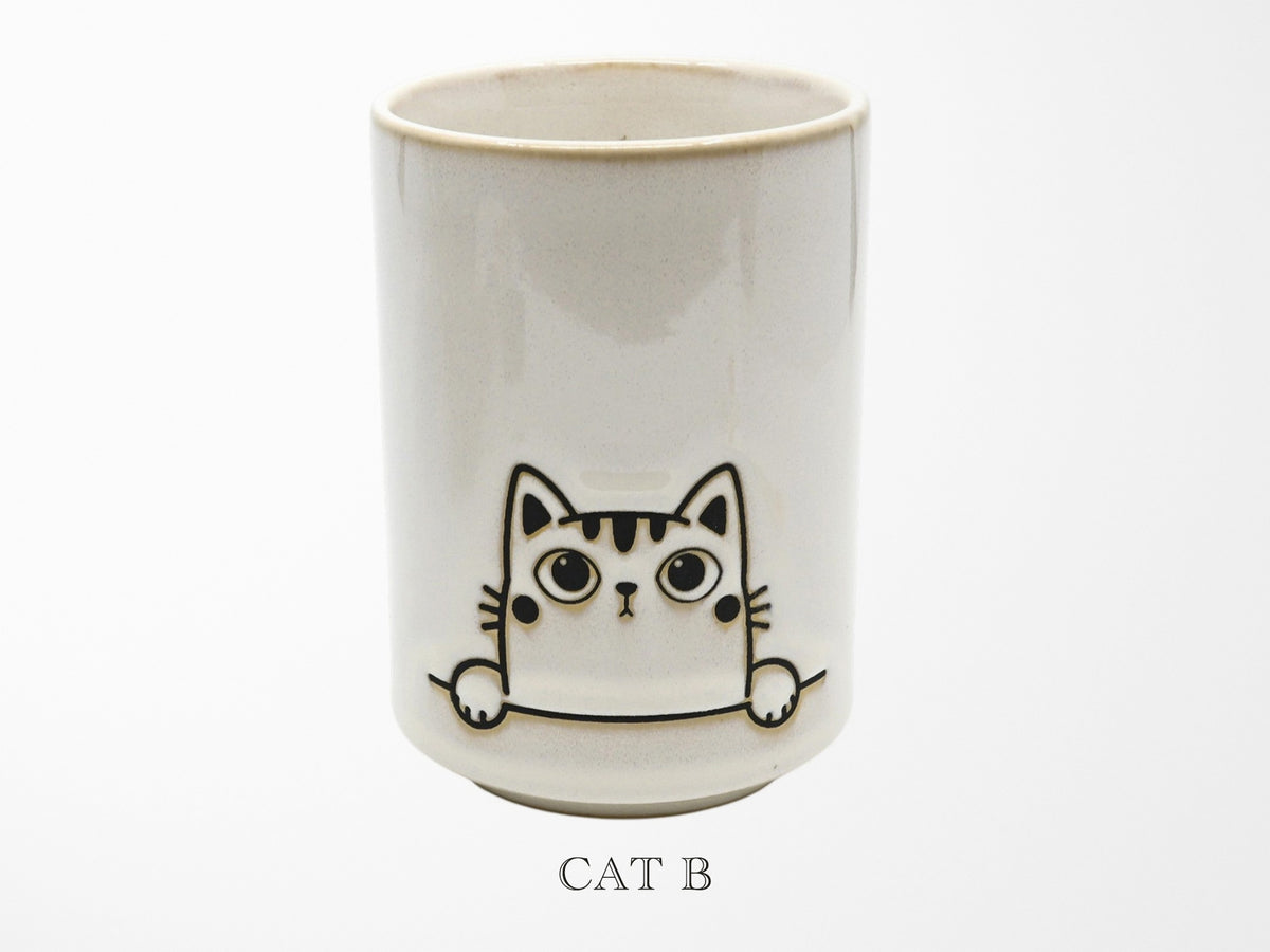 Cat Design Yunomi Style Tea Cup