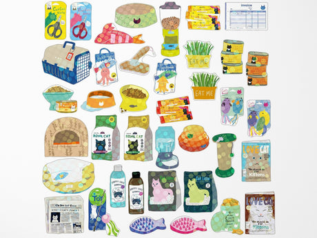Cat Supply Mini Crate Stickers