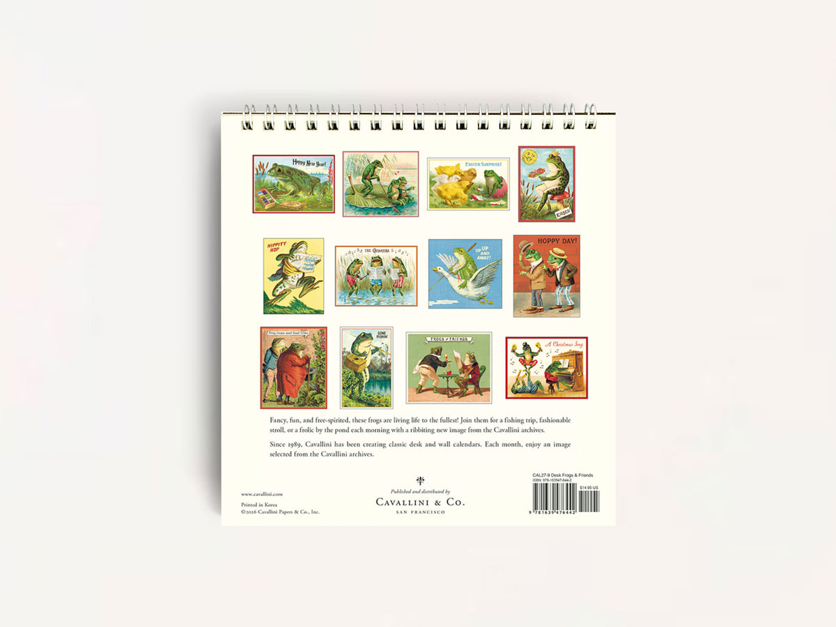 Cavallini 2027 DESK Calendar - Frogs & Friends