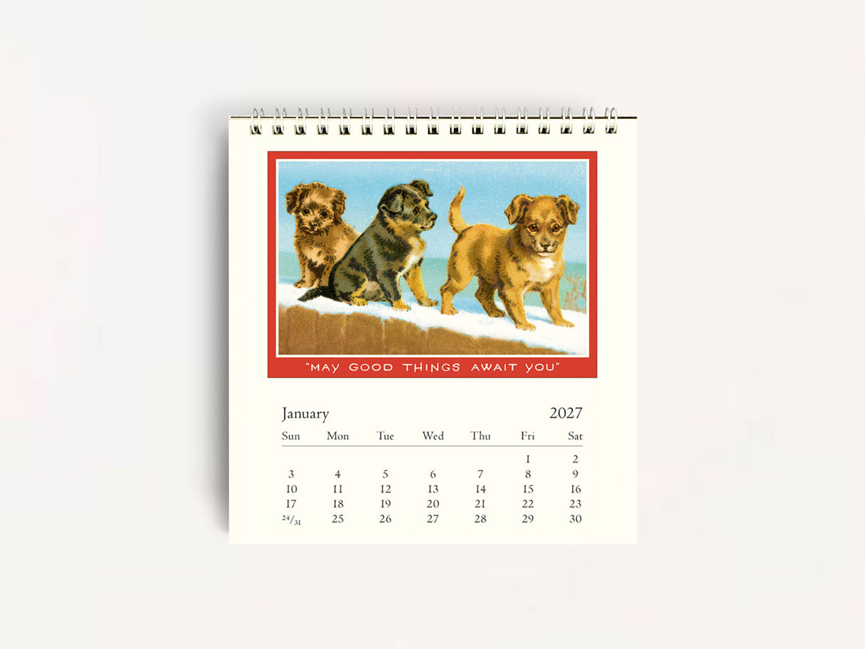 Cavallini 2027 DESK Calendar - Vintage Dogs