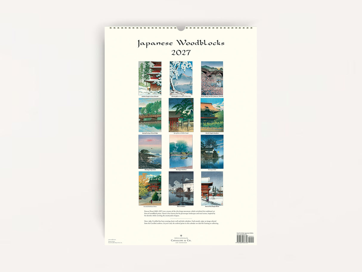 Cavallini 2027 WALL Calendar - Japanese Woodblocks