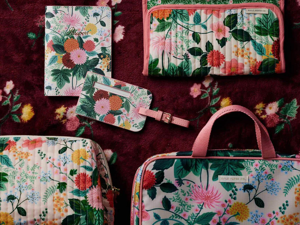 Dahlia Quilted Large Cosmetic Pouch