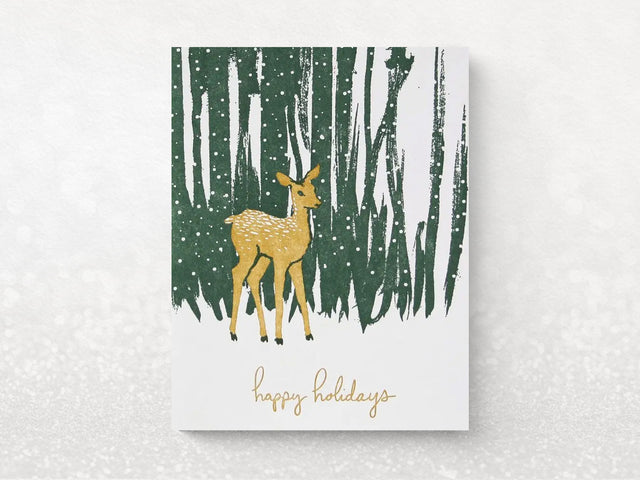 Deer in Forest Holiday Greeting Cards, Box of 10