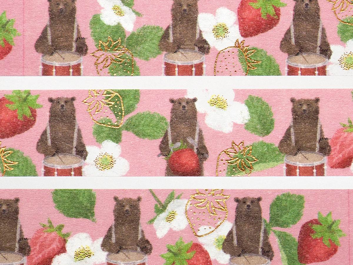Drummer Bears Gold Foil Washi Tape