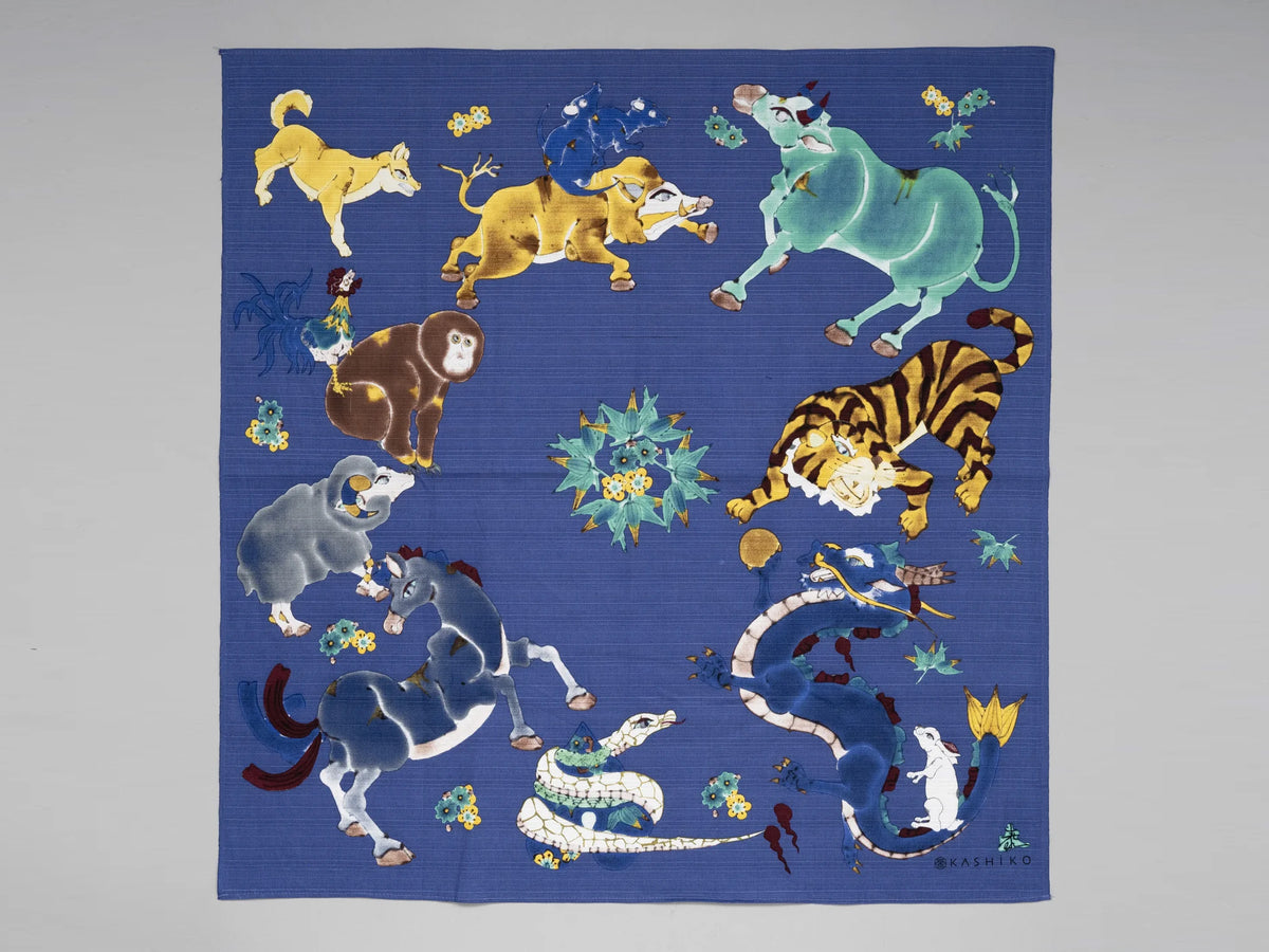 Furoshiki Japanese Fabric Gift Wrap - Wagara Zodiac