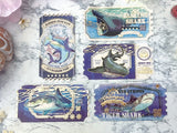 Gold Foil Sharks Ticket Washi Tape