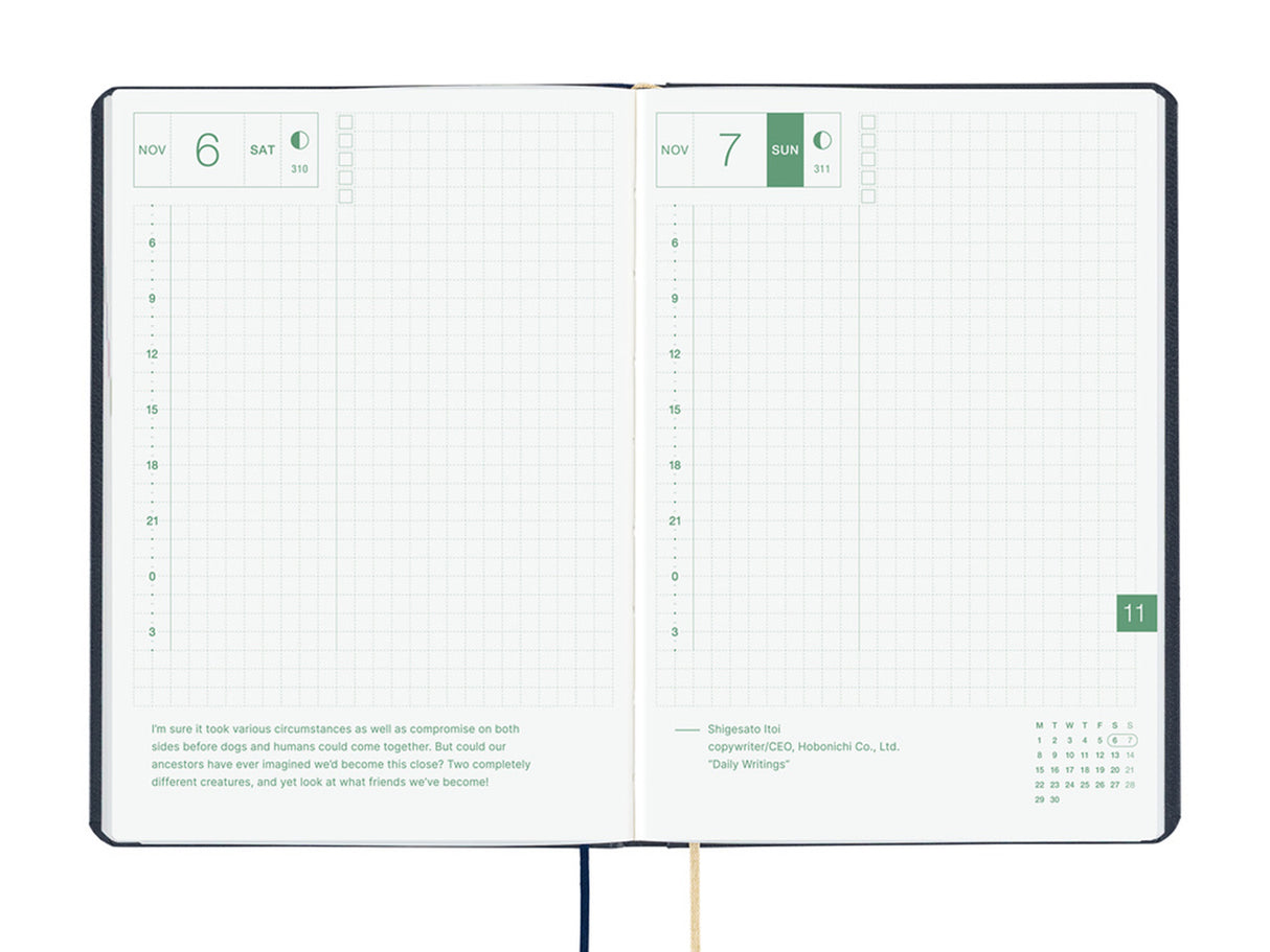 Hobonichi Techo A6 Hon 2027 - Slash (Navy)
