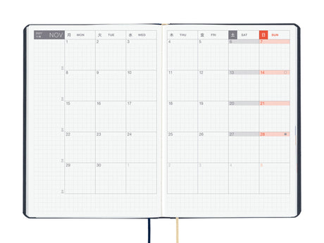 Hobonichi Techo A6 Hon 2027 - Slash Navy (JAPANESE)