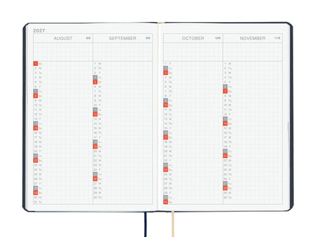 Hobonichi Techo A6 Hon 2027 - Slash Navy (JAPANESE)
