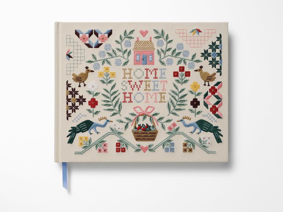Home Sweet Home Embroidered Fabric Guest Book